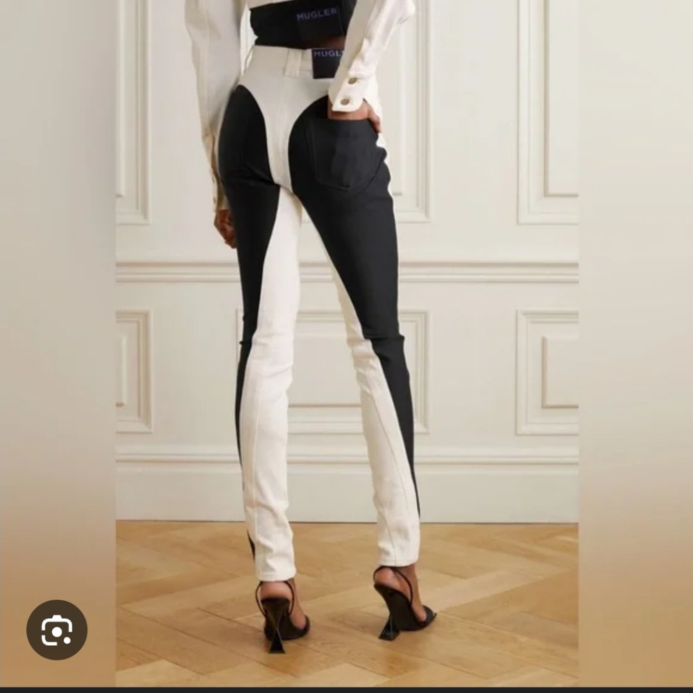Mugler Two-Tone Black and White Jeans